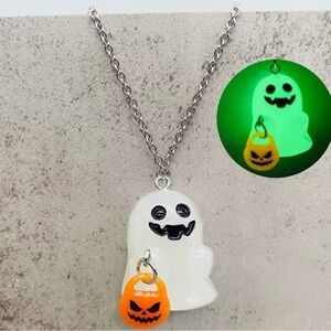 Glow in the da ghost with pumpkin necklace